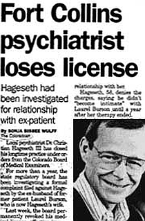 Dr. Christian Hageseth III verliert die Lizenz nach einer Beziehung mit einem Ex-Patienten, der jetzt seine Frau ist.