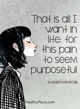 Depression Zitat - Das ist alles, was ich im Leben will: damit dieser Schmerz zielgerichtet erscheint.