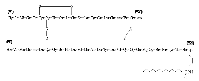 Struktur der Insulin-Detemir-Molekülformel