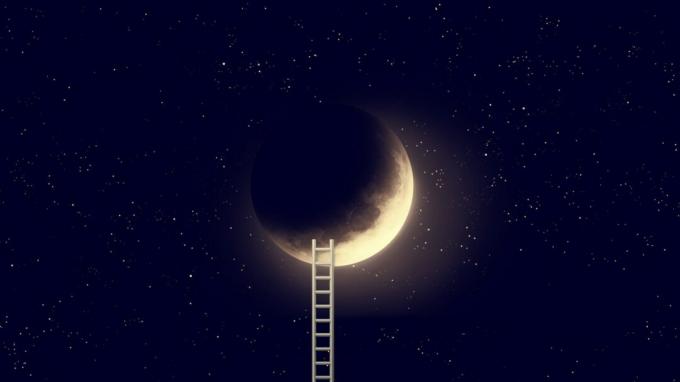 Nachthimmel mit Mond und Bockleiter. Elemente dieses Bildes von der NASA eingerichtet